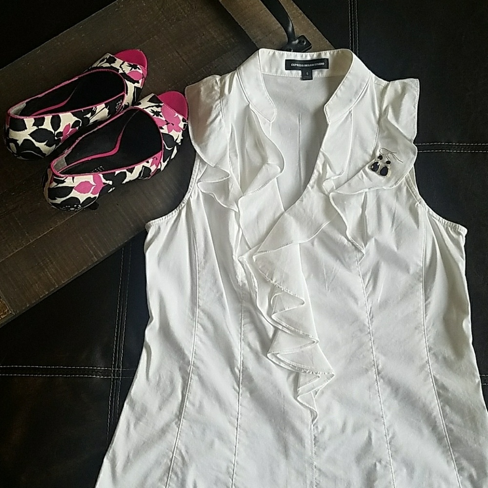 Express white ruffle blouse